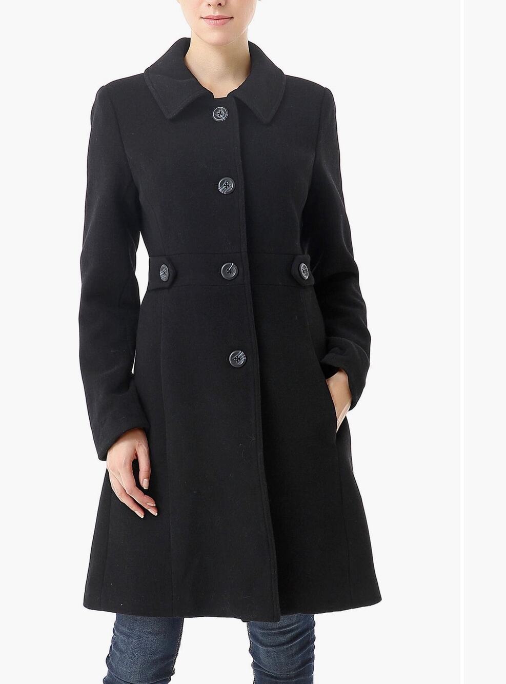 Kimi & Kai Women's Elise Wool Blend Walking Coat In Black. Size M.